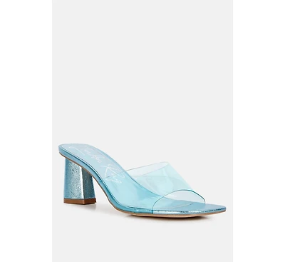 eugnie clear straps block heel sandals