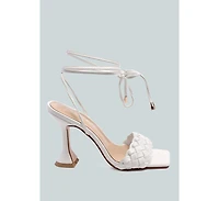 skora tie up spool heel sandals