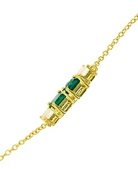 Lab-Grown Emerald (1-1/5 ct. t.w.) & Lab-Grown White Sapphire (3/4 ct. t.w.) Four Stone 18" Collar Necklace in 14k Gold-Plated Sterling Silver