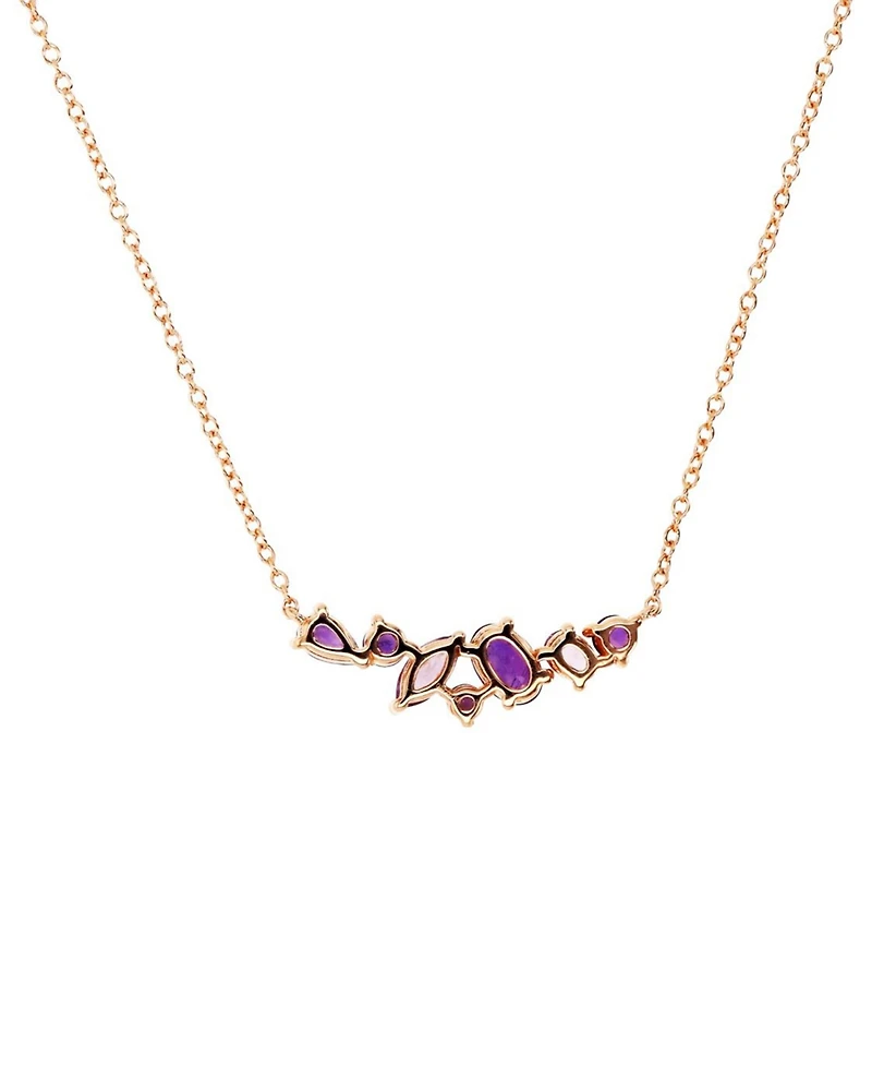 Multi-Gemstone Cluster 18" Pendant Necklace (1-5/8 ct. t.w.) in 14k Rose Gold-Plated Sterling Silver
