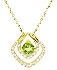 Peridot (1 ct. t.w.) & Lab-Grown White Sapphire (7/8 ct. t.w.) Geometric 18" Pendant Necklace in 14k Gold-Plated Sterling Silver
