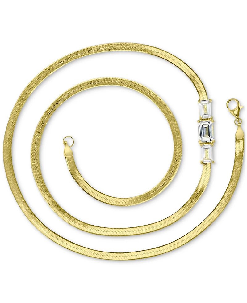 Lab-Grown White Sapphire Triple Stone 18" Collar Necklace (3-3/8 ct. t.w.) in 14k Gold-Plated Sterling Silver
