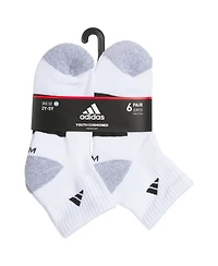 adidas Boys Youth Athletic Cushioned Quarter Socks, Pack of 6