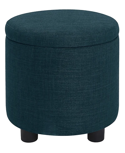 Convenience Concepts 15.75" Faux Linen Round Storage Ottoman with Tray Lid