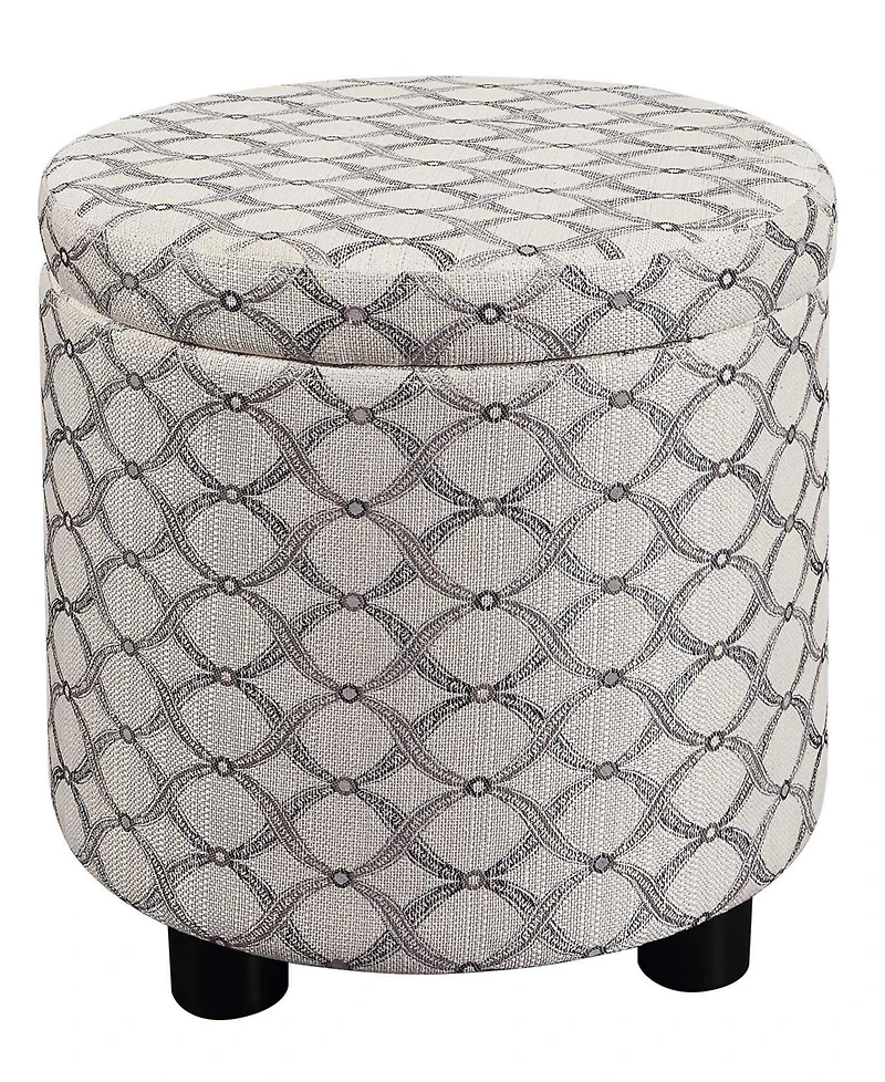 Convenience Concepts 15.75" Polyester Round Storage Ottoman with Tray Lid