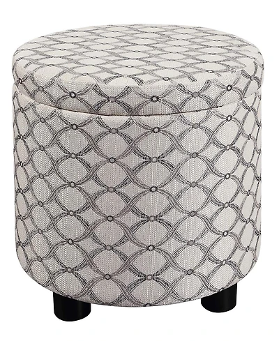 Convenience Concepts 15.75" Polyester Round Storage Ottoman with Tray Lid