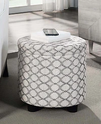 Convenience Concepts 15.75" Polyester Round Storage Ottoman with Tray Lid