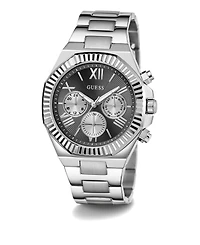 Guess Men's Analog Silver-Tone Steel Watch 44mm