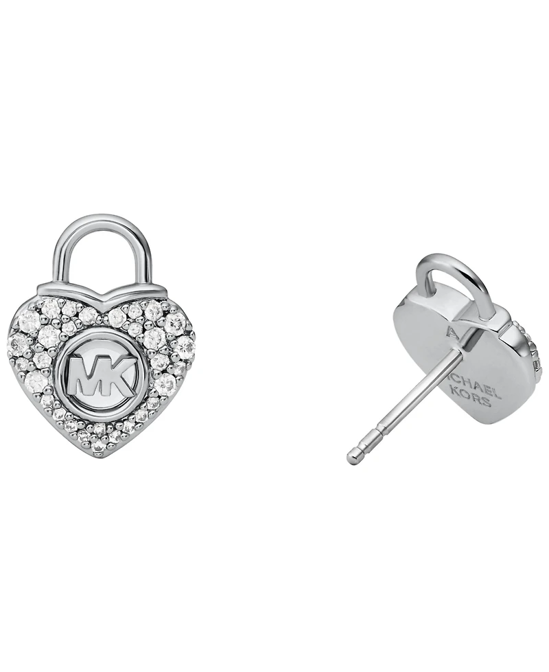 Michael Kors Silver-Tone or Gold-Tone Heart Lock Stud Earrings