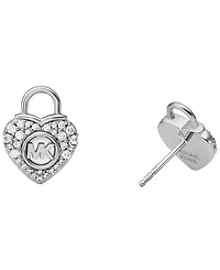 Michael Kors Silver-Tone or Gold-Tone Heart Lock Stud Earrings