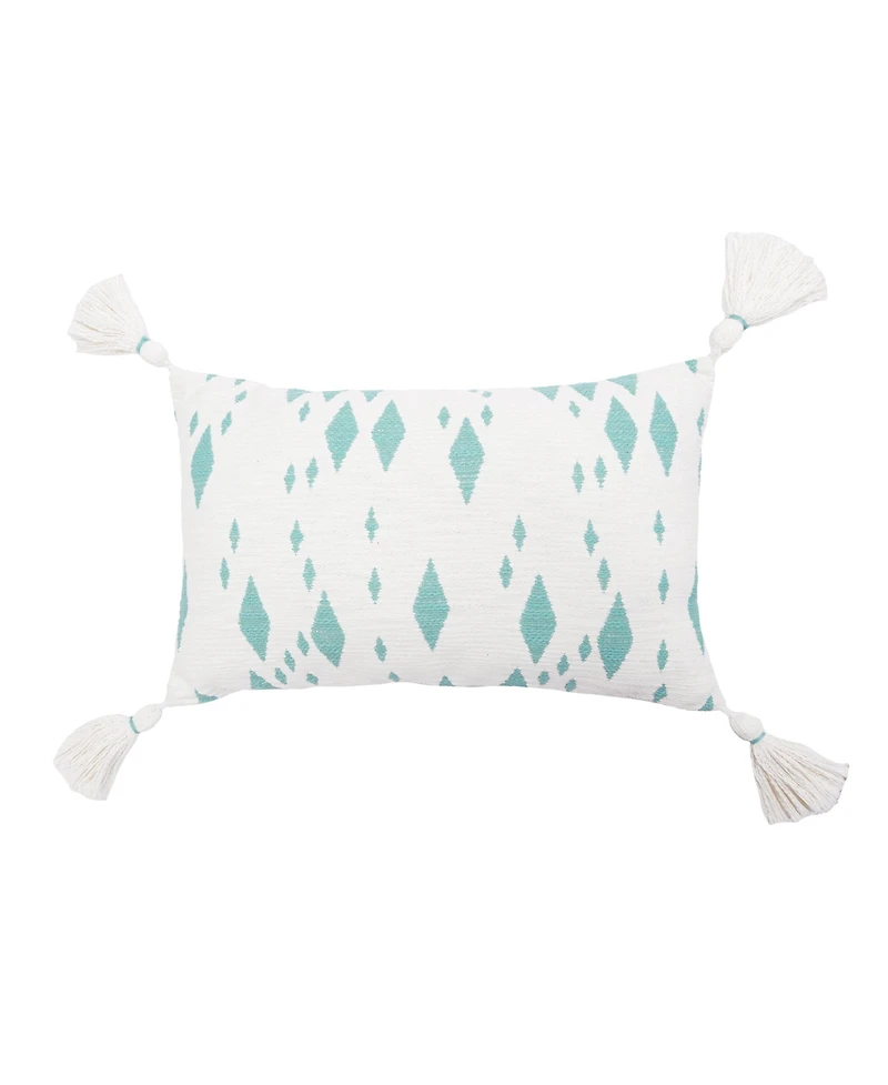 Granby Surf Rectangle Oblong Woven Accent Pillow, 14" x 22" w/ Tassels