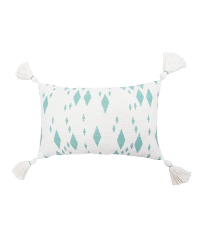 Granby Surf Rectangle Oblong Woven Accent Pillow, 14" x 22" w/ Tassels