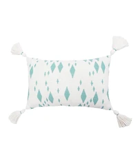 Granby Surf Rectangle Oblong Woven Accent Pillow, 14" x 22" w/ Tassels