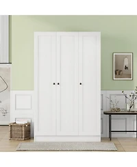 3-Door Shutter Wardrobe with shelves, White