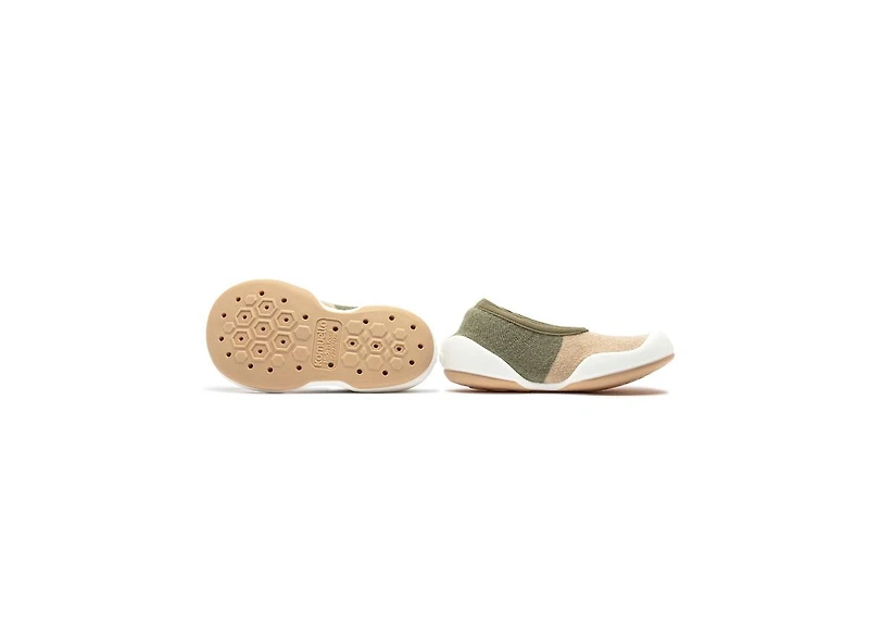 Infant Girl Boy Breathable Washable Non-Slip Sock Shoes Flat-Color Block Olive