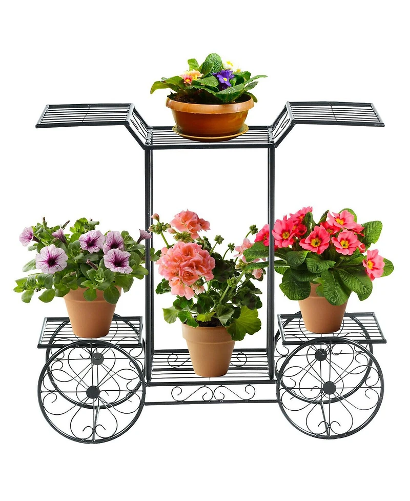 6-Tier Garden Cart Flower Rack Display Decor Pot Plant Holder