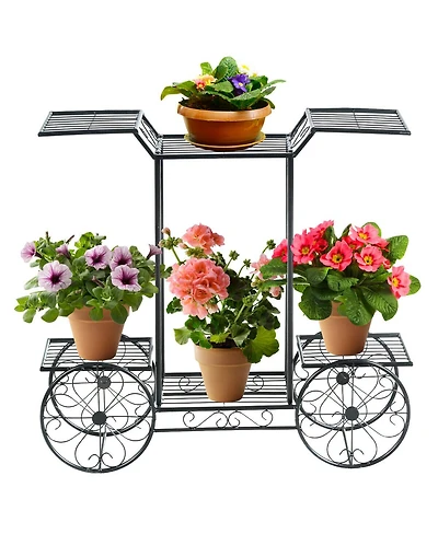 6-Tier Garden Cart Flower Rack Display Decor Pot Plant Holder