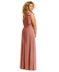 After Six Plus Size Draped One-Shoulder Maxi Dress with Scarf Bow