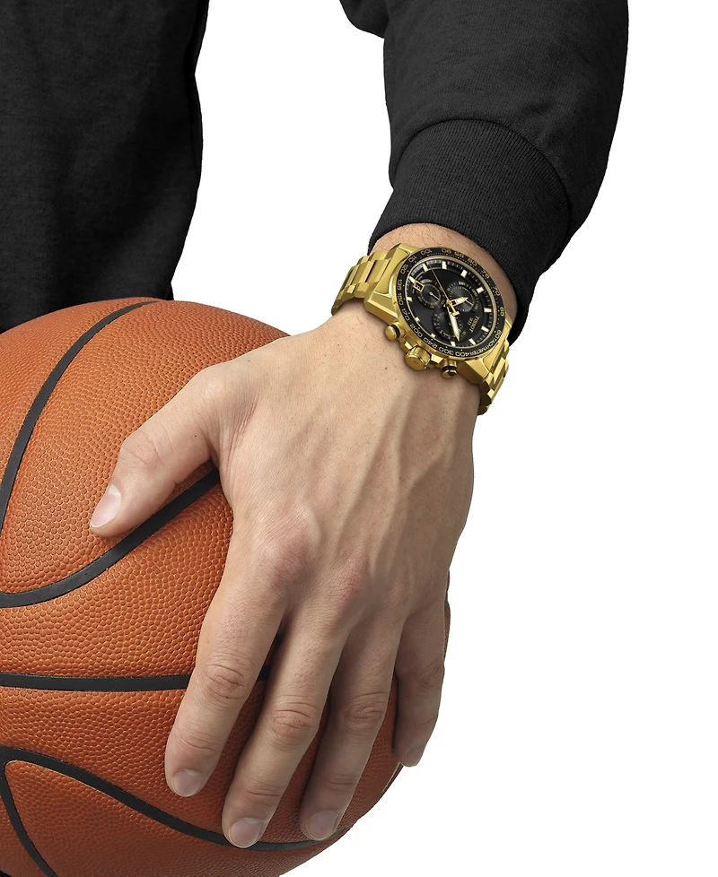 Tissot Men's Swiss Chronograph Supersport Gts Gold Pvd Stainless Steel Bracelet Watch 46mm