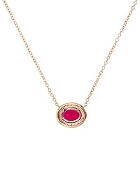 Lab-Grown Ruby (1-7/8 ct. t.w.) & Lab-Grown Pink Sapphire (1/10 ct. t.w.) Oval Halo 18" Pendant Necklace in 14k Rose Gold-Plated Sterling Silver