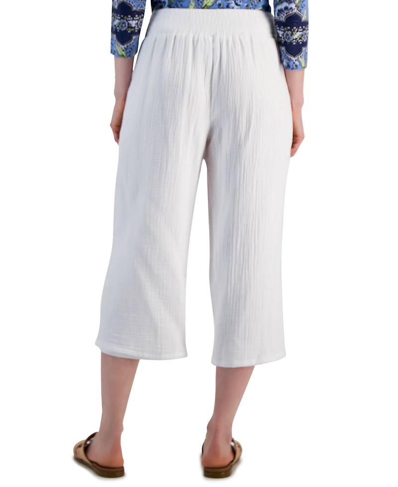 Jm Collection Women's Gauze Cropped Pull-On Pants, Created for Macy's