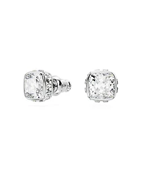 Swarovski Rhodium Plated Square Cut Color Birthstone Stud Earrings