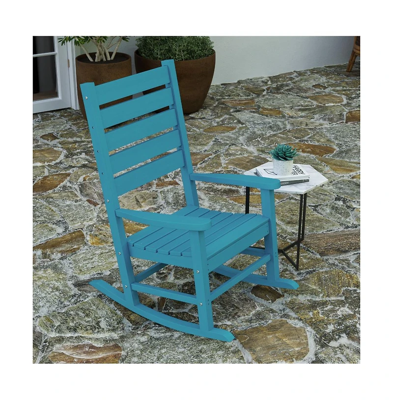 Fielder Contemporary Rocking Chair, All-Weather Hdpe Indoor/Outdoor Rocker
