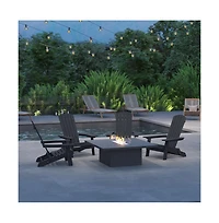 Set Of 4 Riviera Poly Resin Folding Adirondack Lounge Chair - All-Weather Indoor/Outdoor Patio