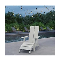 Piedmont Adirondack Modern Slatted Back Patio Chair With Accompanying Foot Ottoman