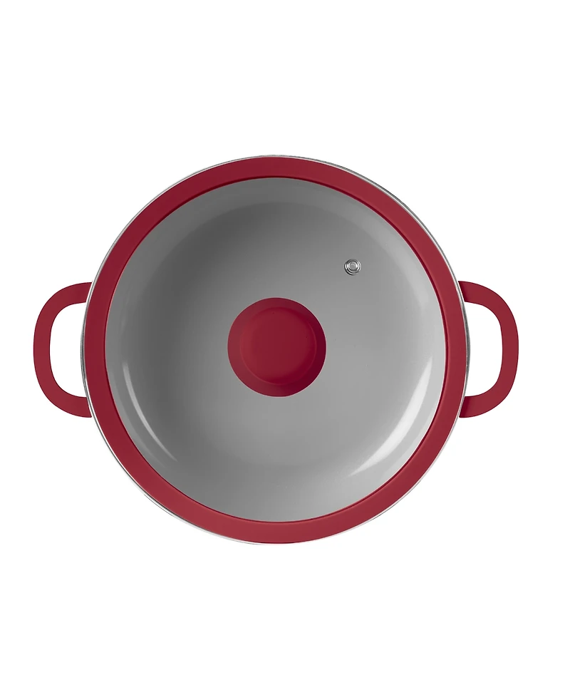 Sedona Kitchen Aluminum 3.5 Qt Caldero with Silicone Rim Glass Lid and Silicone Handle Holder