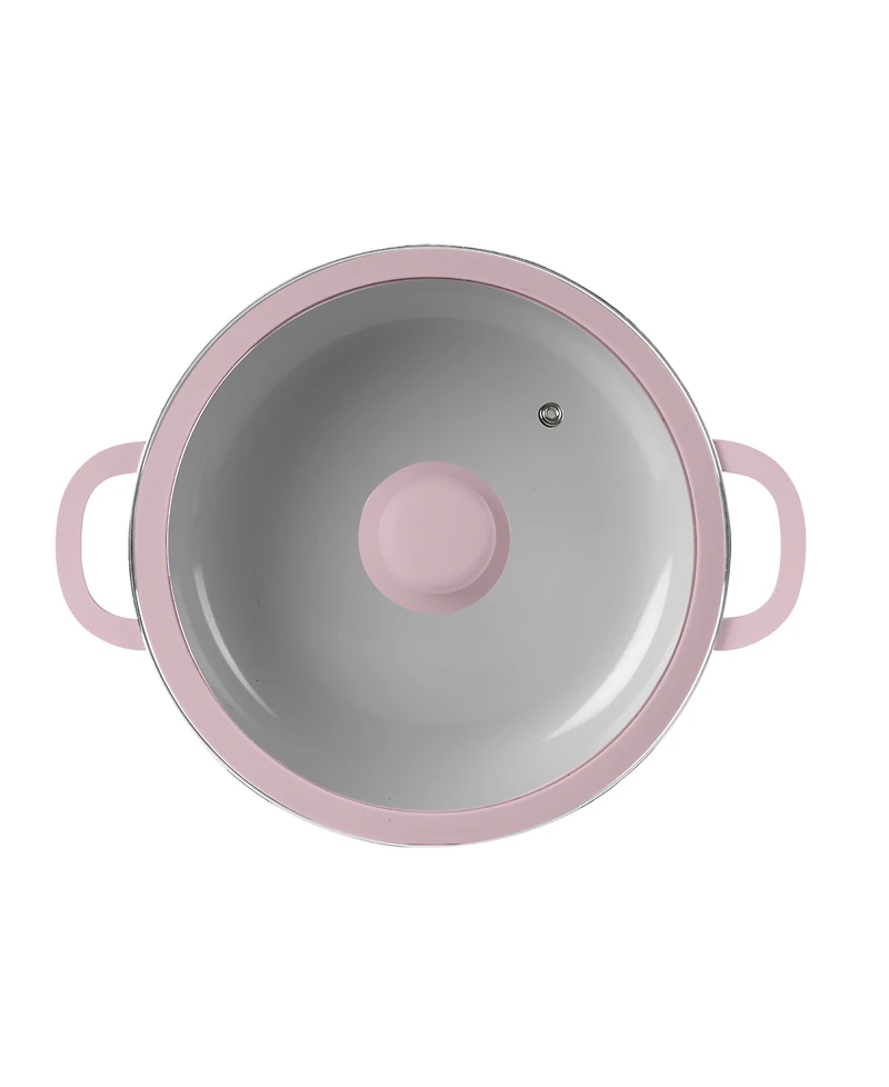 Sedona Kitchen Aluminum 3.5 Qt Caldero with Silicone Rim Glass Lid and Silicone Handle Holder