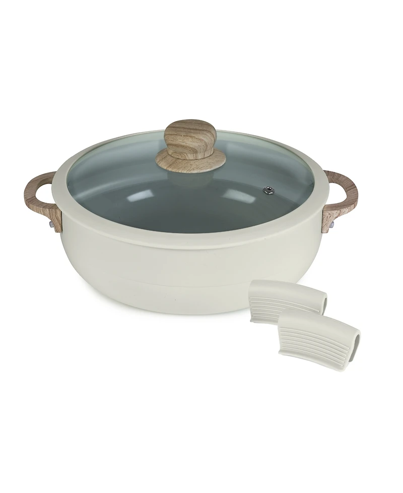 Sedona Kitchen Aluminum Qt Caldero with Silicone Rim Glass Lid and Handle Holder
