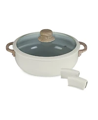 Sedona Kitchen Aluminum Qt Caldero with Silicone Rim Glass Lid and Handle Holder