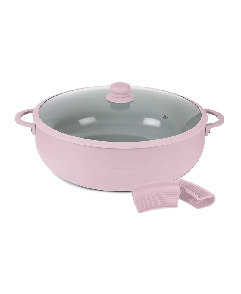 Sedona Kitchen Aluminum 12 Qt Caldero with Silicone Rim Glass Lid and Handle Holder