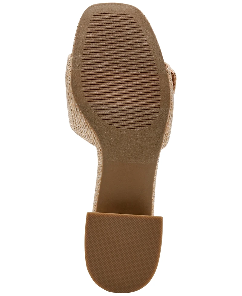 Dv Dolce Vita Women's Niece Raffia Block-Heel Buckle Slide Sandals