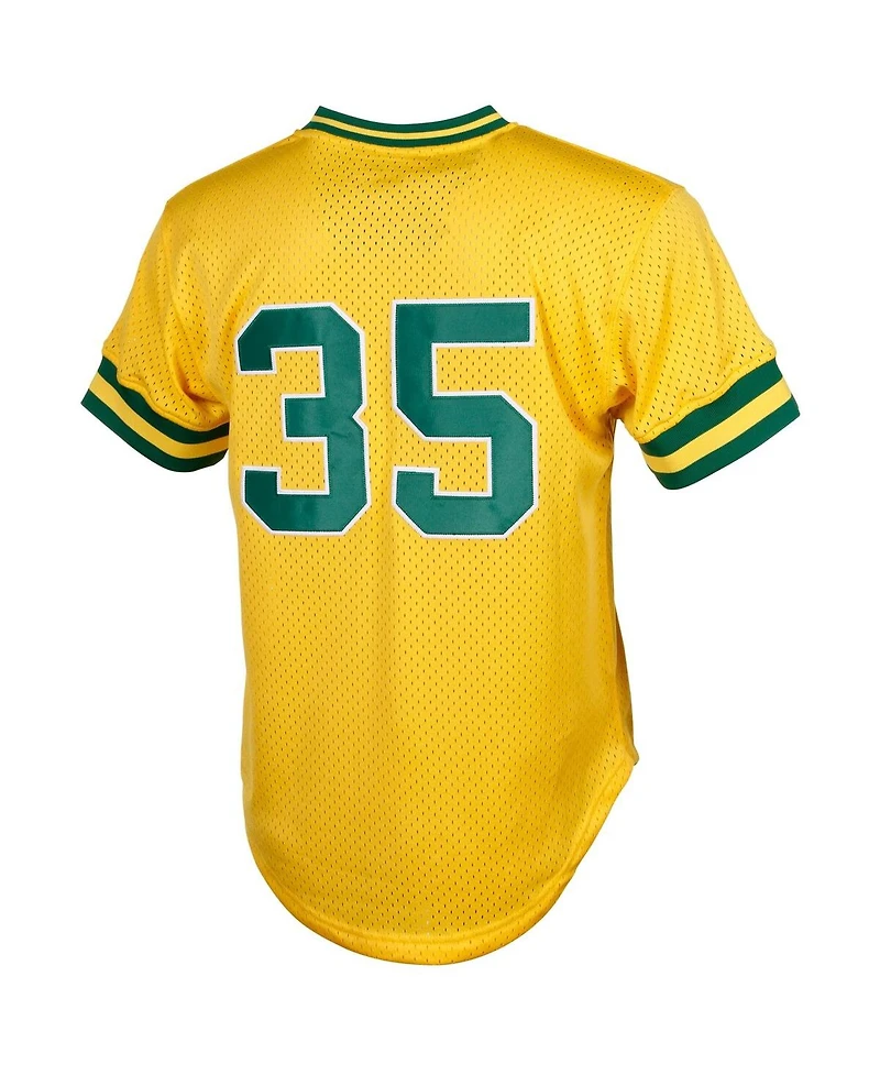 Men's Mitchell & Ness Rickey Henderson Yellow Oakland Athletics Cooperstown Mesh Batting Practice Jersey