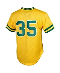 Men's Mitchell & Ness Rickey Henderson Yellow Oakland Athletics Cooperstown Mesh Batting Practice Jersey