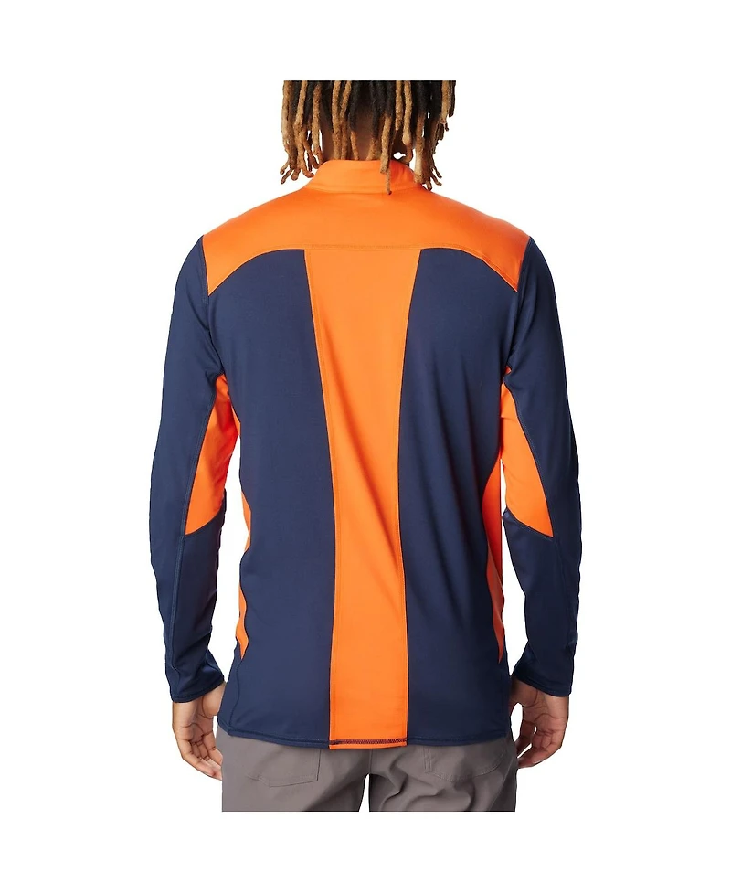 Men's Columbia Navy Auburn Tigers Tech Trail Omni-Shade Quarter-Zip Top