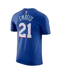 Men's Nike Joel Embiid Royal Philadelphia 76ers Icon 2022/23 Name and Number T-shirt