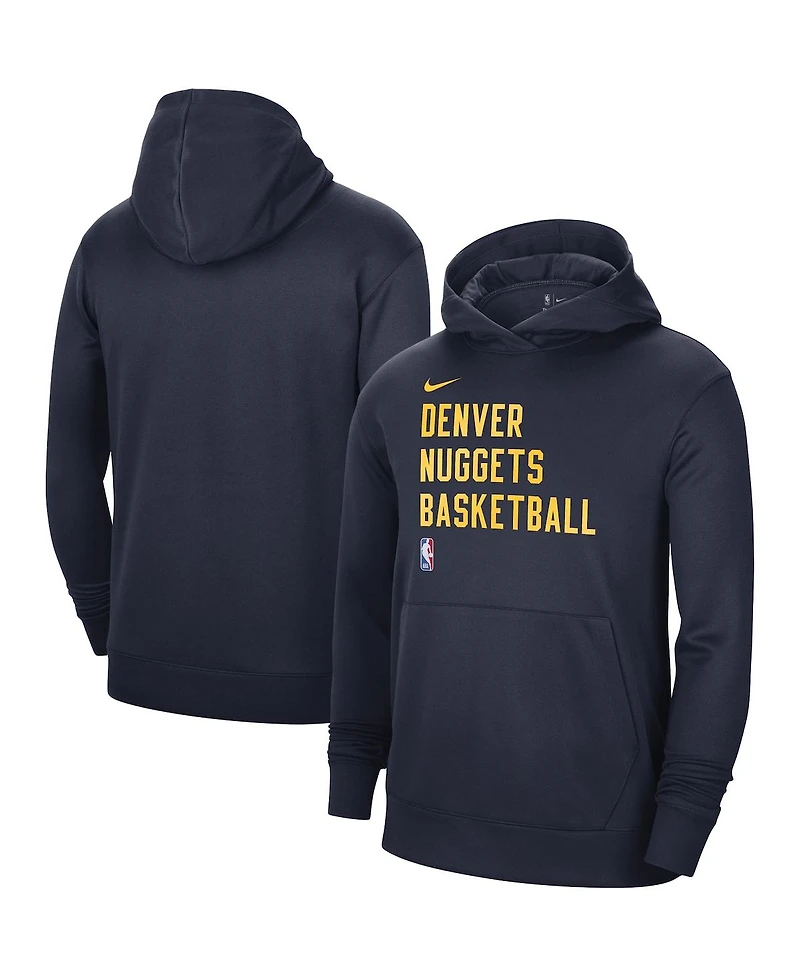 Men's and Women's Nike Navy Denver Nuggets 2023/24 Performance Spotlight On-Court Practice Pullover Hoodie