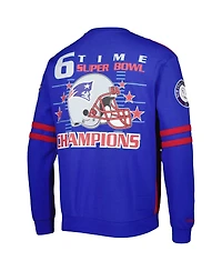 Men's Mitchell & Ness Red, Royal New England Patriots Big and Tall Gridiron Classics Pullover Sweatshirt