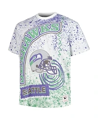 Men's Mitchell & Ness White Seattle Seahawks Big and Tall Allover Print T-shirt