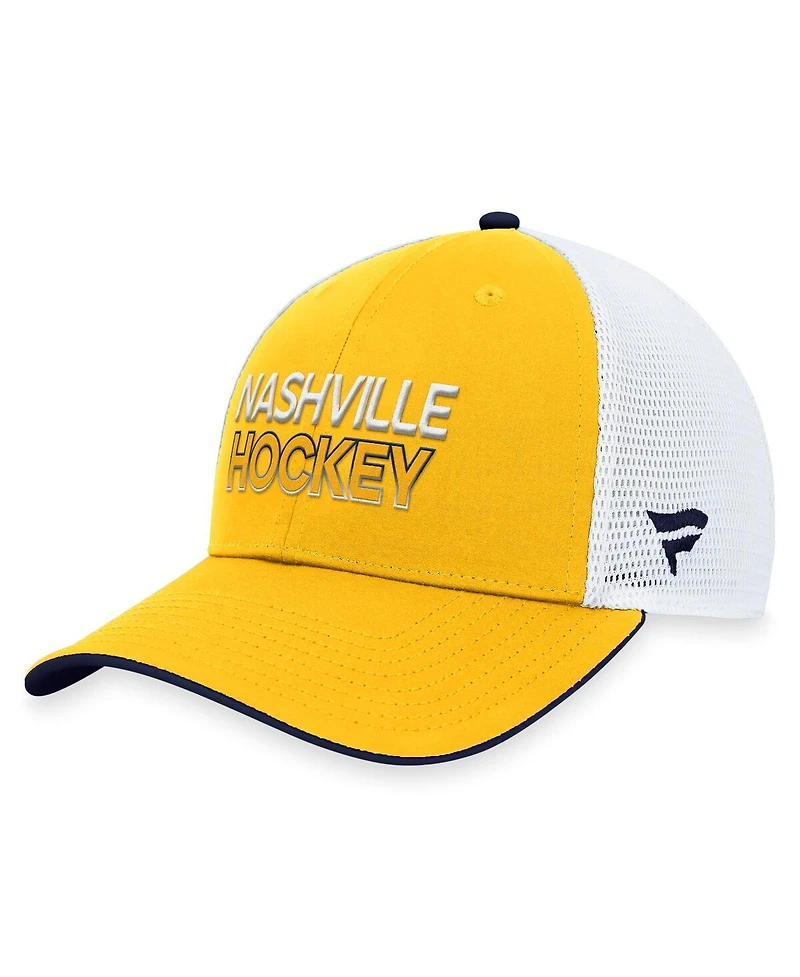 Men's Fanatics Gold Nashville Predators Authentic Pro Rink Trucker Adjustable Hat