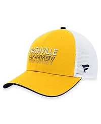 Men's Fanatics Gold Nashville Predators Authentic Pro Rink Trucker Adjustable Hat