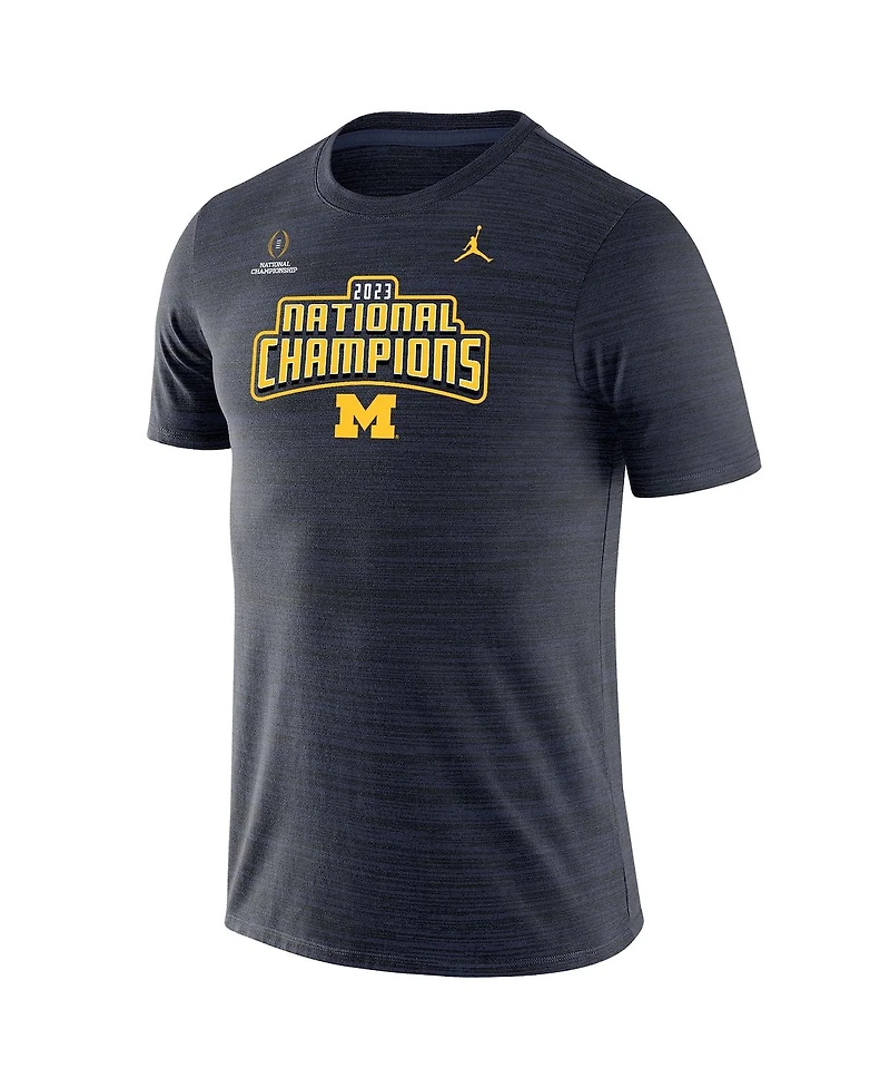 Men's Jordan Brand Navy Michigan Wolverines College Football Playoff 2023 National Champions Velocity Legend Performance T-shirt
