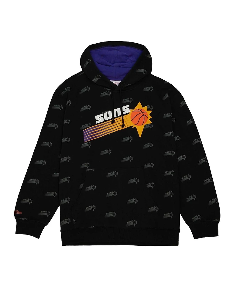 Men's Mitchell & Ness Black Phoenix Suns Hardwood Classics Allover Print Pullover Hoodie