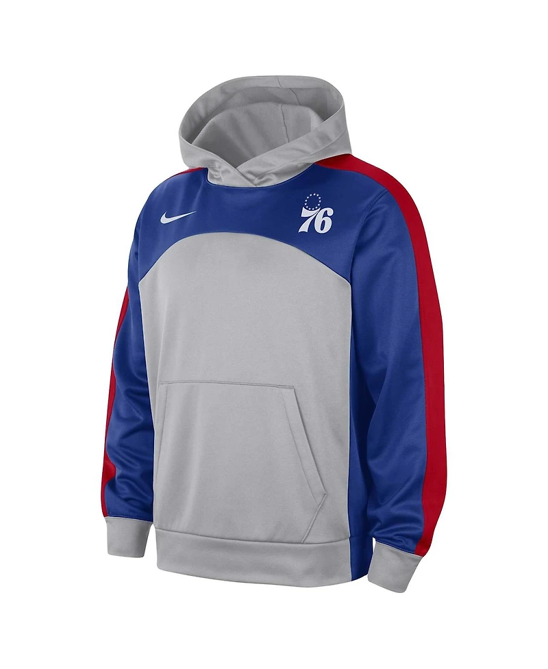 Men's Nike Gray, Royal Philadelphia 76ers Authentic Starting Five Force Performance Pullover Hoodie