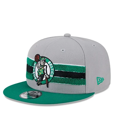 Men's New Era Gray Boston Celtics Chenille Band 9FIFTY Snapback Hat