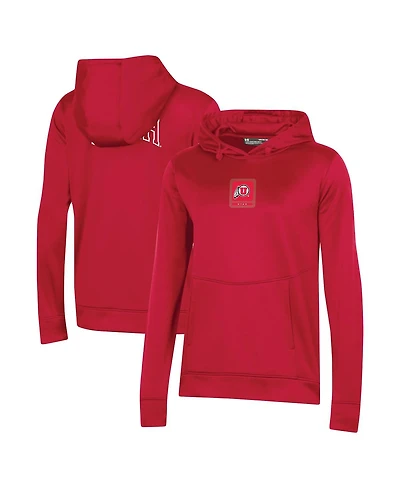 Women's Under Armour Red Utah Utes 2023 Sideline Performance Pullover Hoodie