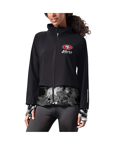 Women's Msx by Michael Strahan Black San Francisco 49ers Grace Raglan Full-Zip Running Jacket